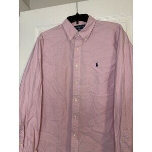 Ralph Lauren Mens 16.5/42 Button Down Custom Fit Dress Shirt Pink